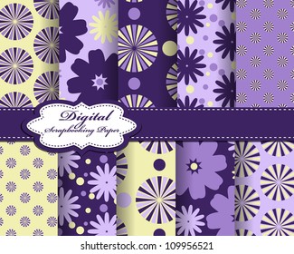 set of vector flower paper for scrapbook