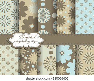 set of vector flower paper for scrapbook