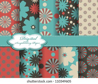 set of vector flower paper for scrapbook