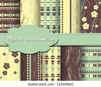 set of vector flower paper for scrapbook