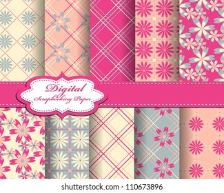 set of vector flower paper for scrapbook