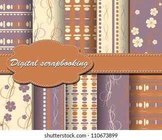set of vector flower paper for scrapbook