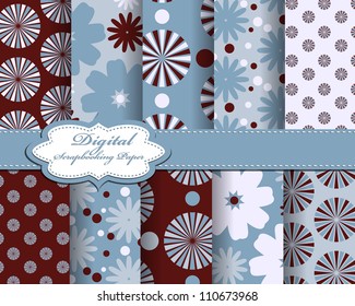 set of vector flower paper for scrapbook