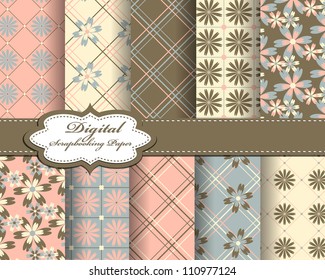 set of vector flower paper for scrapbook
