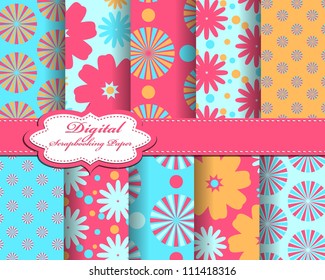 set of vector flower paper for scrapbook