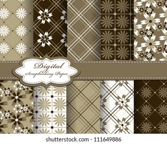 set of vector flower paper for scrapbook