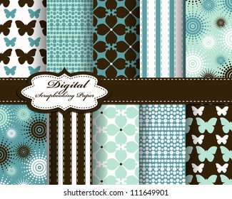 set of vector flower paper for scrapbook