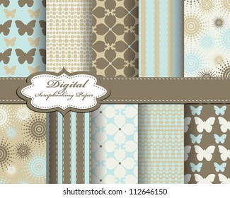 set of vector flower paper for scrapbook