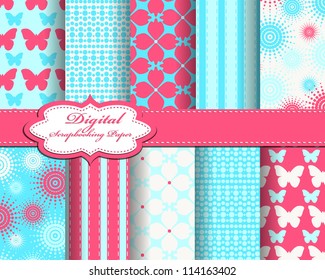 set of vector flower paper for scrapbook