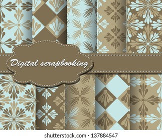 set of vector flower paper for scrapbook