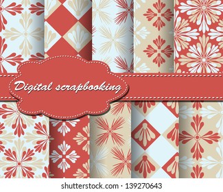 set of vector flower paper for scrapbook