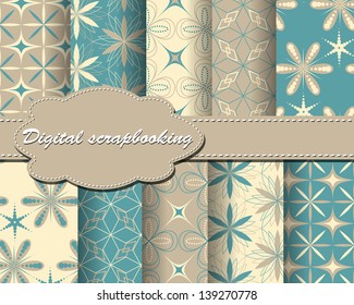 set of vector flower paper for scrapbook