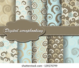 set of vector flower paper for scrapbook