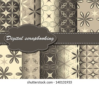 set of vector flower paper for scrapbook