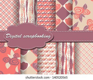 set of vector flower paper for scrapbook