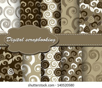 set of vector flower paper for scrapbook