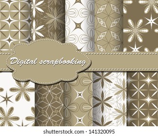 set of vector flower paper for scrapbook