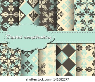 set of vector flower paper for scrapbook