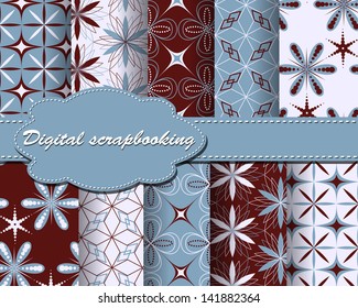 set of vector flower paper for scrapbook