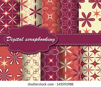 set of vector flower paper for scrapbook