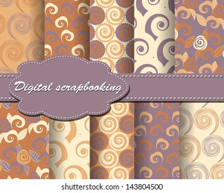 set of vector flower paper for scrapbook