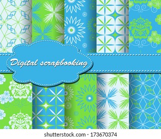 set of vector flower paper for scrapbook