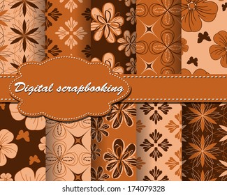 set of vector flower paper for scrapbook