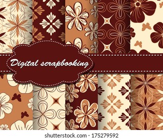 set of vector flower paper for scrapbook