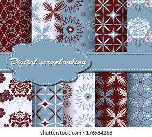 set of vector flower paper for scrapbook