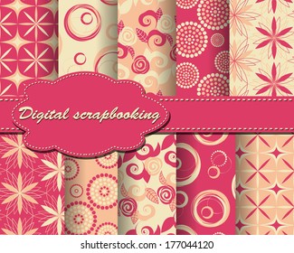 set of vector flower paper for scrapbook