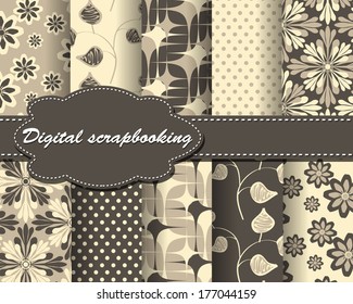 set of vector flower paper for scrapbook