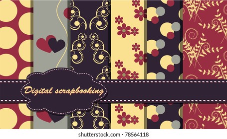 set of vector flower paper for scrapbook
