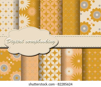 set of vector flower paper for scrapbook
