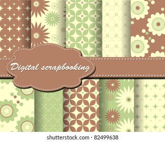 set of vector flower paper for scrapbook