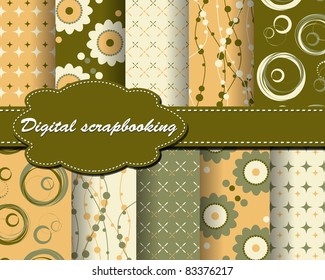 set of vector flower paper for scrapbook