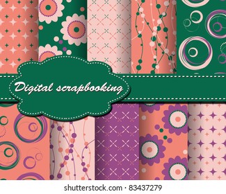 set of vector flower paper for scrapbook