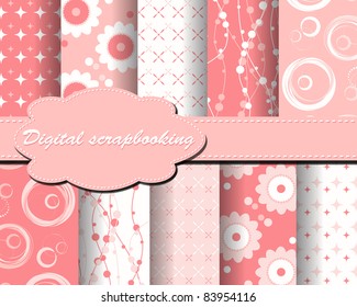 set of vector flower paper for scrapbook