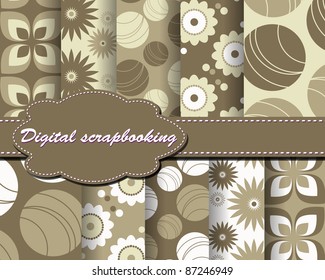 set of vector flower paper for scrapbook