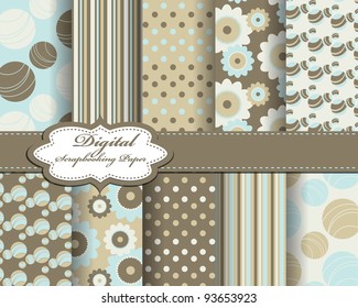 set of vector flower paper for scrapbook