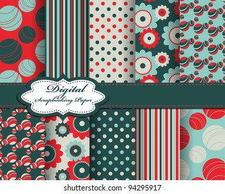 set of vector flower paper for scrapbook
