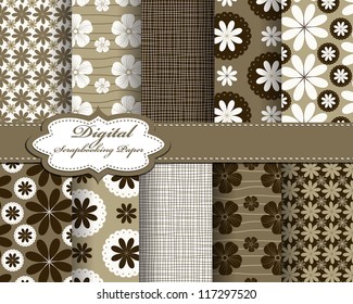 set of vector flower pattern paper for scrapbook