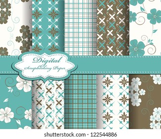 set of vector flower pattern paper for scrapbook