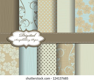 set of vector flower pattern paper for scrapbook