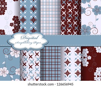 set of vector flower pattern paper for scrapbook