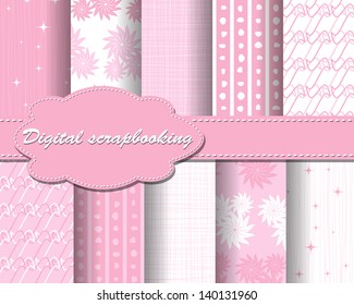 set of vector flower pattern paper for scrapbook