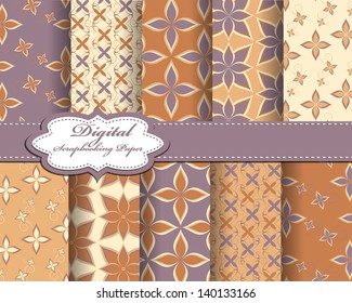 set of vector flower pattern paper for scrapbook