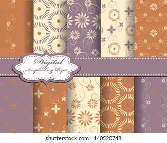 set of vector flower pattern paper for scrapbook