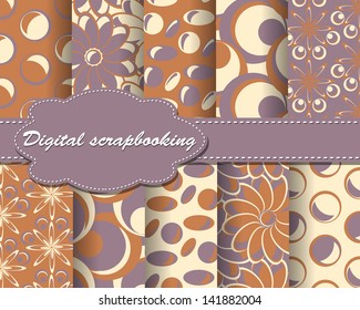 set of vector flower pattern paper for scrapbook