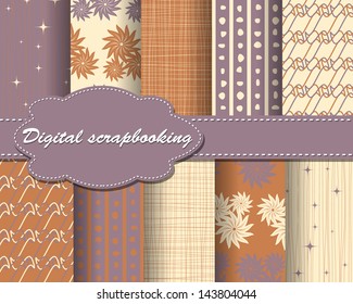 set of vector flower pattern paper for scrapbook
