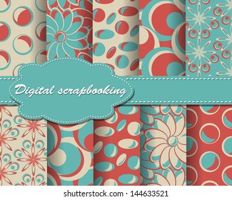 set of vector flower pattern paper for scrapbook